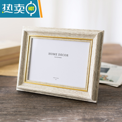 敬平复古相框摆台5寸6寸7寸挂墙8寸10寸A4寸像框画框儿童婚纱照片框架 做旧白 8寸(可放15.2*20.3cm)横竖