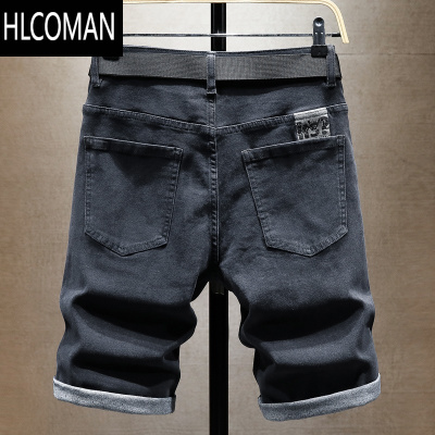 HLCOMAN水洗牛仔短裤男士夏季薄款宽松直筒五分裤子潮牌休闲弹力中裤马裤