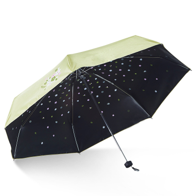 天堂伞小迷你五折伞口袋伞太阳伞女防晒遮阳折叠雨伞朵朵芬芳-草绿