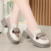 圆头软底网面乐福鞋夏季新款增高女鞋厚底乐福鞋女松糕软底单