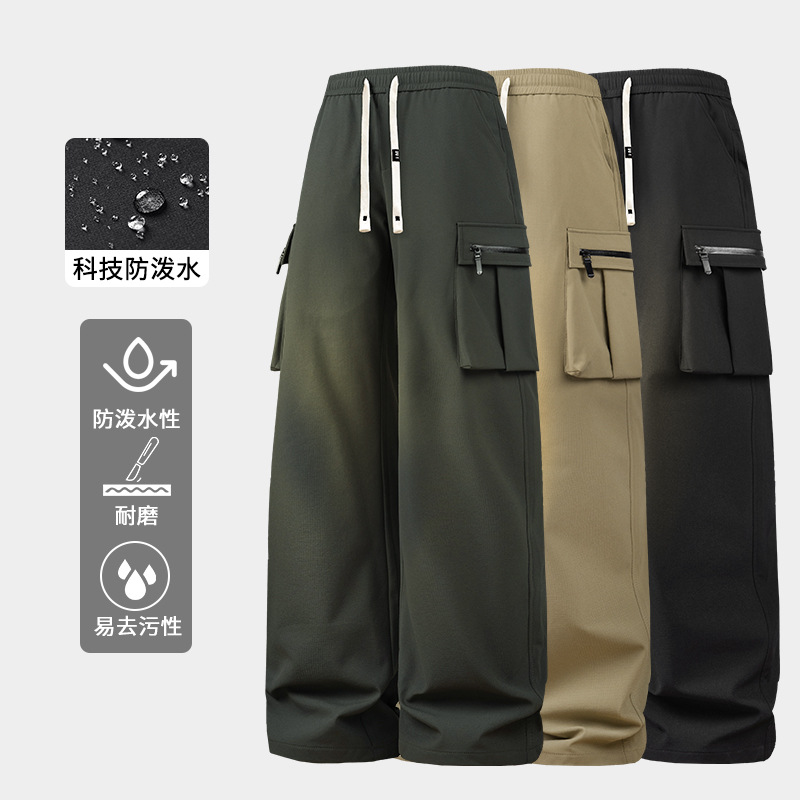 男装春秋季美式潮牌工装裤多口袋休闲裤男胖子加肥加大直筒裤子男