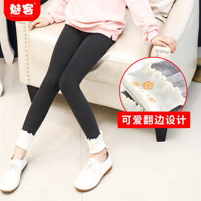 女童打底裤春秋薄款女宝宝修身白色休闲时尚外穿儿童新款黑色裤子