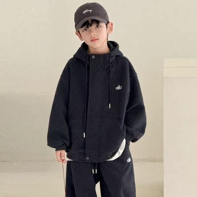 男童加厚加绒外套秋冬款一体绒儿童冬季新款大童装冬装潮男孩