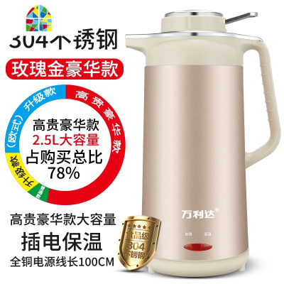电热水壶家用304不锈钢烧水壶大容量煮水器开水壶茶壶保温 FENGHOU 普通2.3升蓝线40厘米(低配)