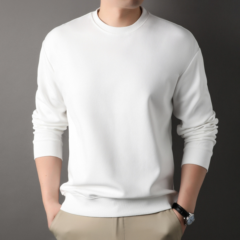 棉质长袖男士卫衣春季新款休闲简约圆领透气纯色百搭上衣男