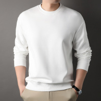 棉质长袖男士卫衣春季新款休闲简约圆领透气纯色百搭上衣男