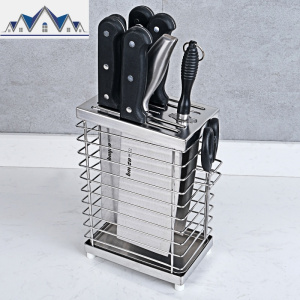 304不锈钢刀架厨房置物多功能刀具收纳菜刀插刀座沥水壁挂免打孔 三维工匠收纳层架