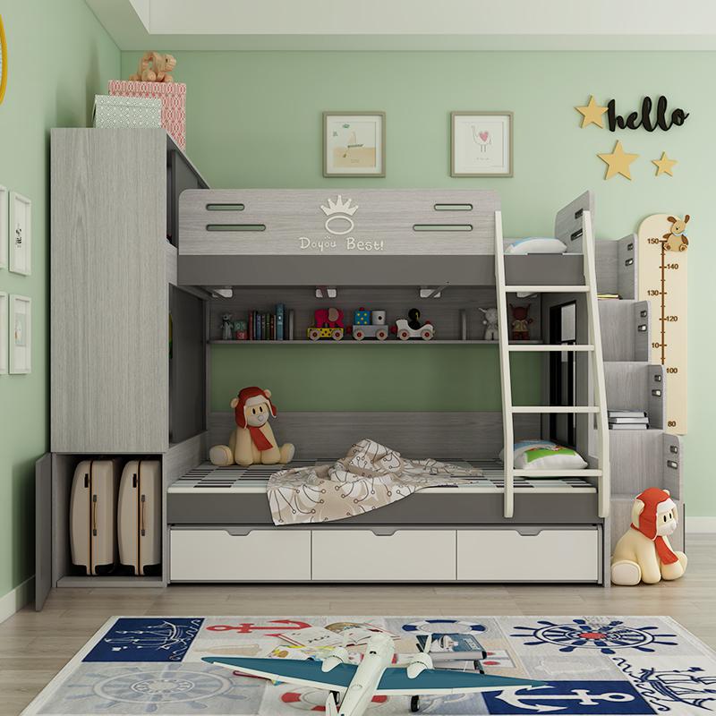 儿童床上下床衣柜