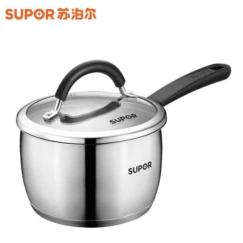 苏泊尔亮彩不锈钢奶锅汤锅st18a1电磁炉适用18cm汤锅