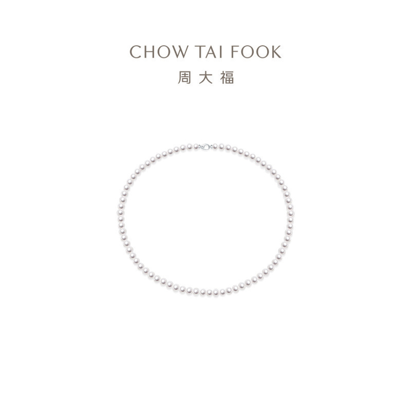 周大福至真系列复古港风925银珍珠项链T80187精品