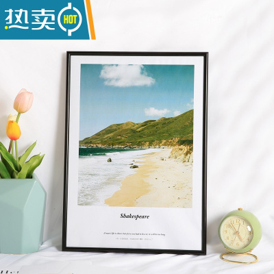 敬平窄边铝合金画框装裱黑色相框挂墙a3a4海报拼图大尺寸金属框架定制 圆面经典黑 30寸挂墙[可放50.2*75.2cm