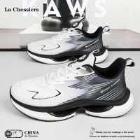 La Chessiers春秋季2025新款男鞋网面透气情侣款爆米花运动休闲鞋防滑耐磨韩版跑步鞋