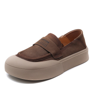 头层牛皮百搭圆头乐福鞋软底单鞋女2025年春款真皮包头休闲鞋女鞋