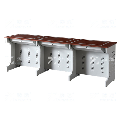 臻远 ZY4012415 隐藏式翻转电脑桌培训桌办公桌B款三人位