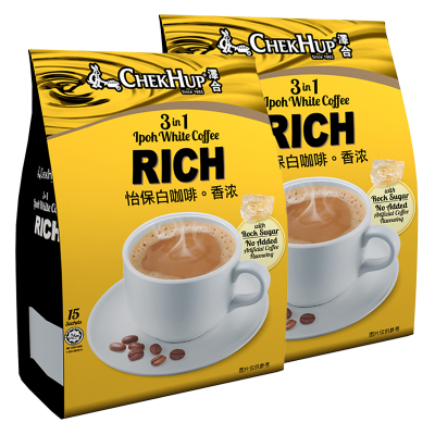 马来西亚原装进口泽合怡保三合一香浓白咖啡速溶咖啡粉600g（40g*15包）*2袋