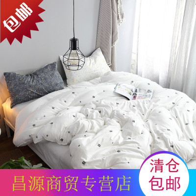 简约小清新秋冬被水洗棉刺绣被芯单人双人学生宿舍柔软蓬松被子