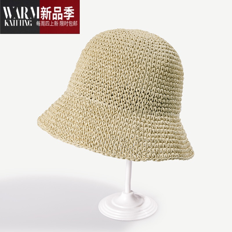 shanchao草编帽草帽女夏海边沙滩遮阳帽帽子大头围韩版透气小檐渔夫帽