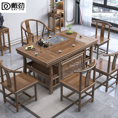 戴劲茶台小型泡茶桌椅组合阳台茶几茶具套装一体 1.5米+围椅+4月牙