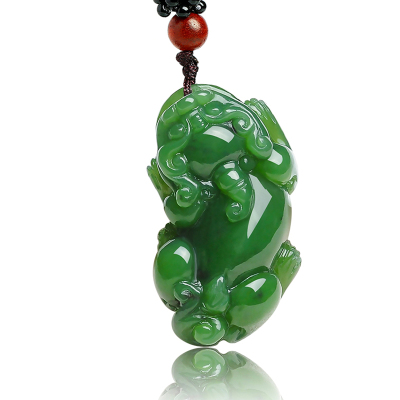 帛兰梓韵天然和田碧玉吊坠貔貅挂件男女款貔貅玉坠菠菜绿和田玉吊坠糯种玉石吊坠