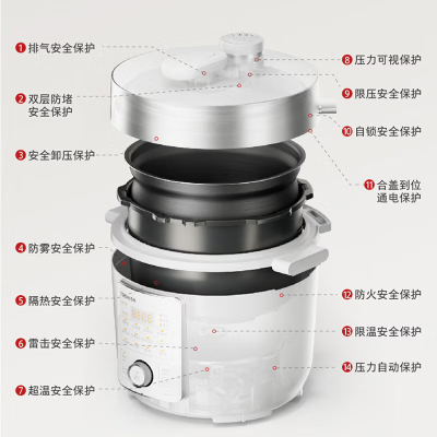 东芝(TOSHIBA)14重安全保护电压力锅电高压锅高压锅电饭锅2-5人电饭煲PC-48MRSC(W)单胆 4.8